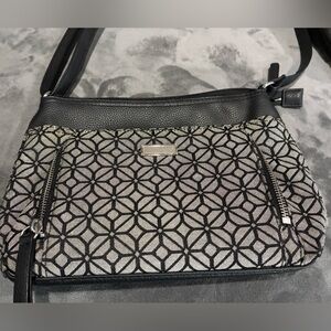 Elegant Black and Gray Geometric Patterned Women's Bag